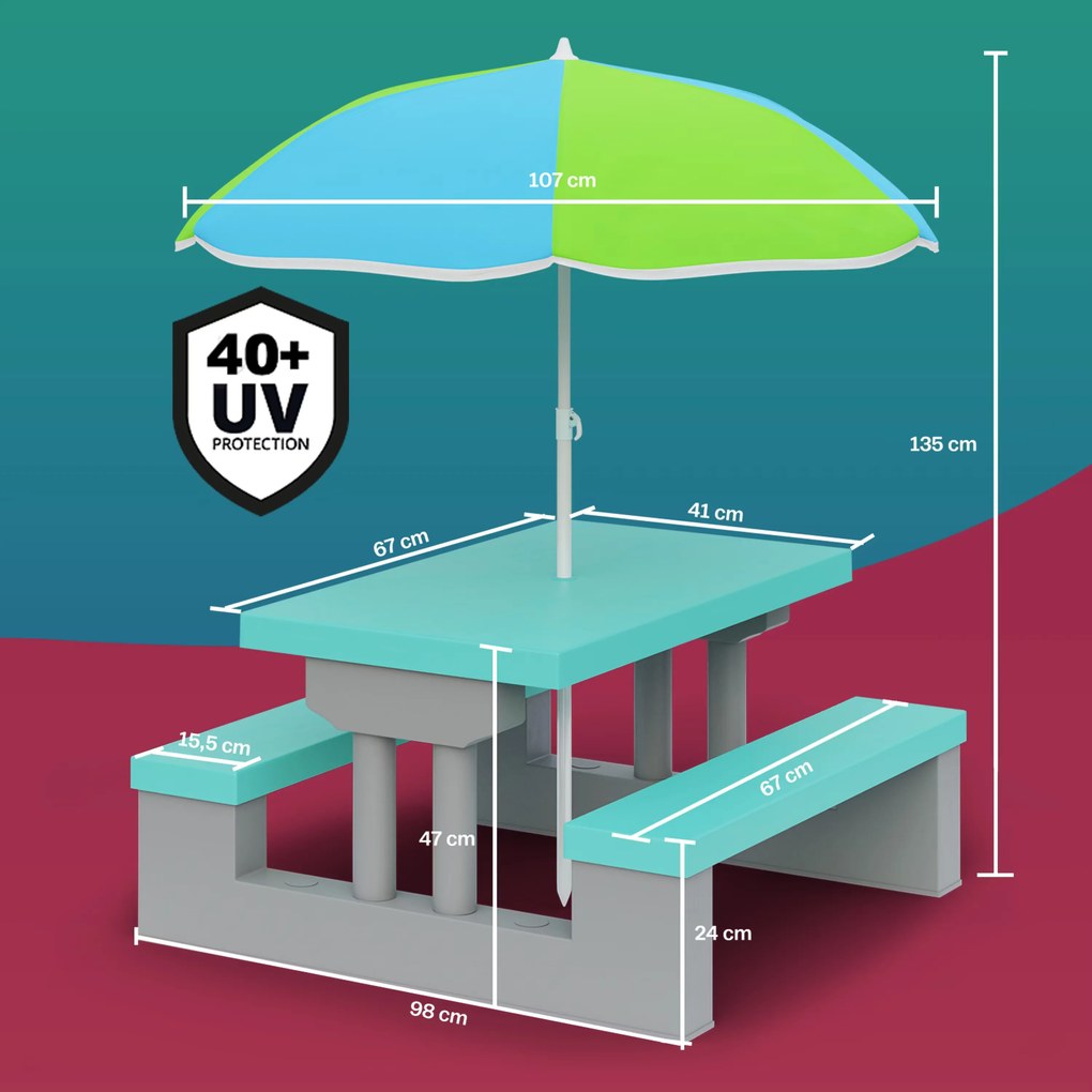 Deuba Gyerek kerti szett napernyővel - mentazöld