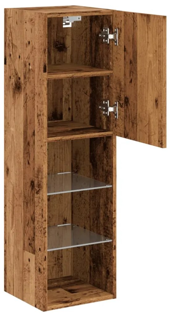 antik fa színű TV-szekrény LED-lámpákkal 30,5 x 30 x 102 cm