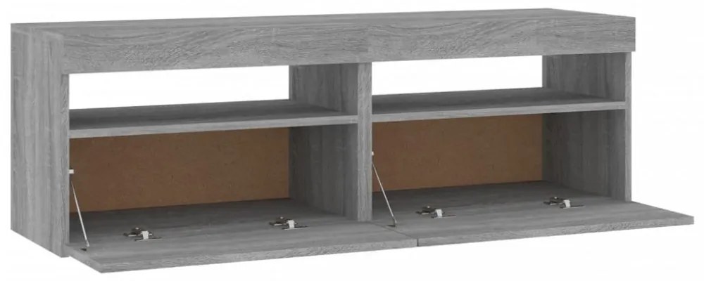 2 db szürke sonoma színű TV-szekrény LED-ekkel 60 x 35 x 40 cm