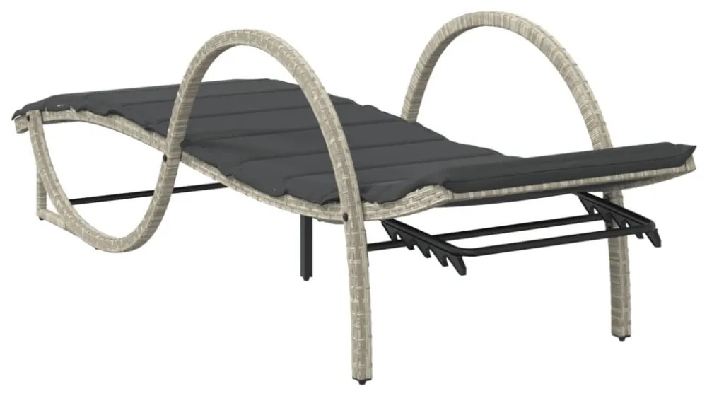 világosszürke polyrattan napozóágy párnával 60x199x42 cm