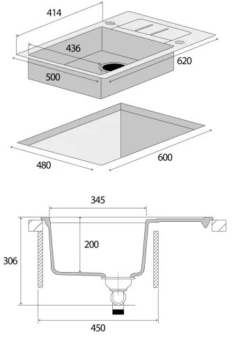 Concept DG05C45WH - CUBIS konyhai mosogató 50x62 cm gránit/fehér
