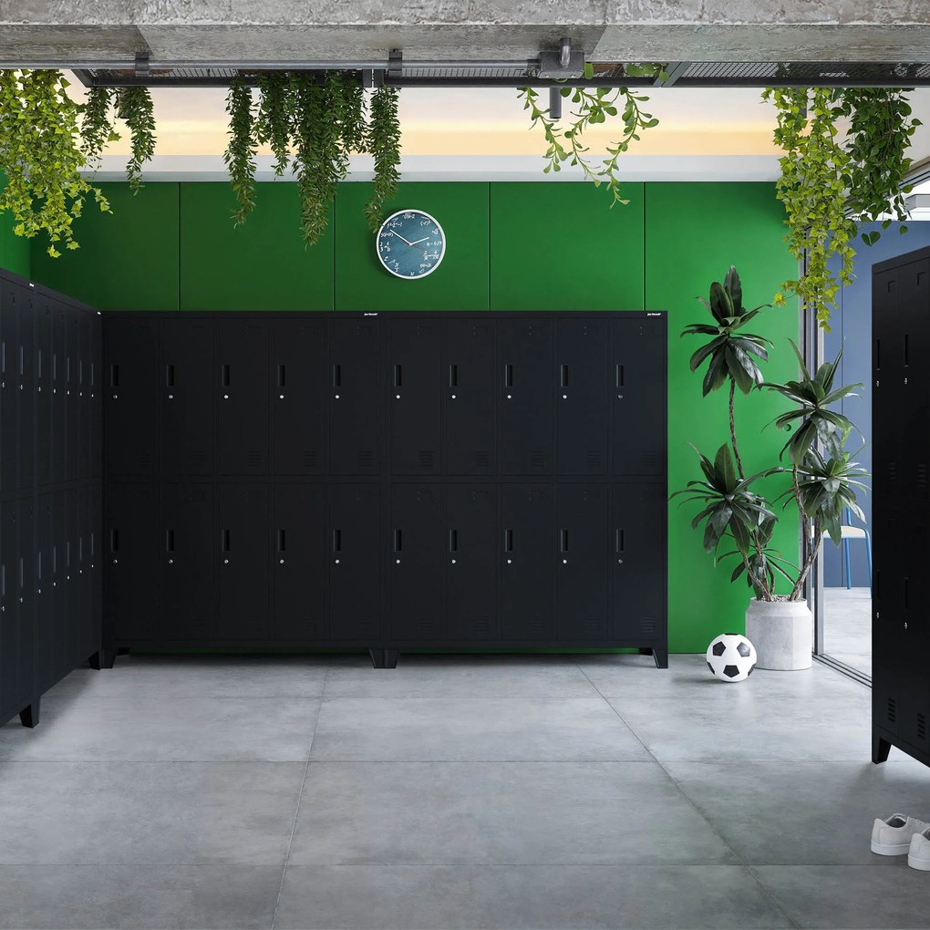 Fém BHP öltözőszekrény 10 ajtóval BARTEK 1360 x 1720 x 450 mm, fekete