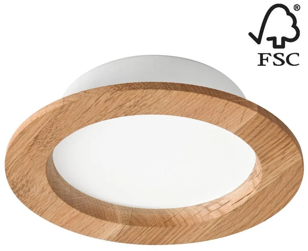 LED Beépíthető lámpa WOODY SPOT LED/12,5W/230V 3000K tölgy ø 16 cm