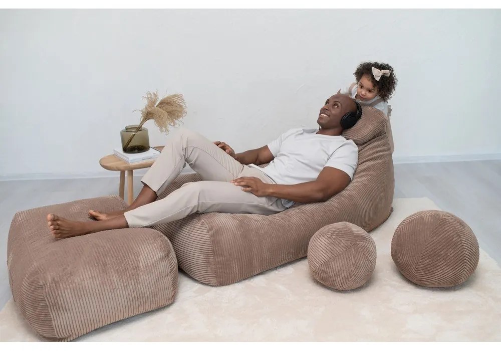 Krémszínű kordbársony babzsákfotel Snug 130 – SLOWDOWN