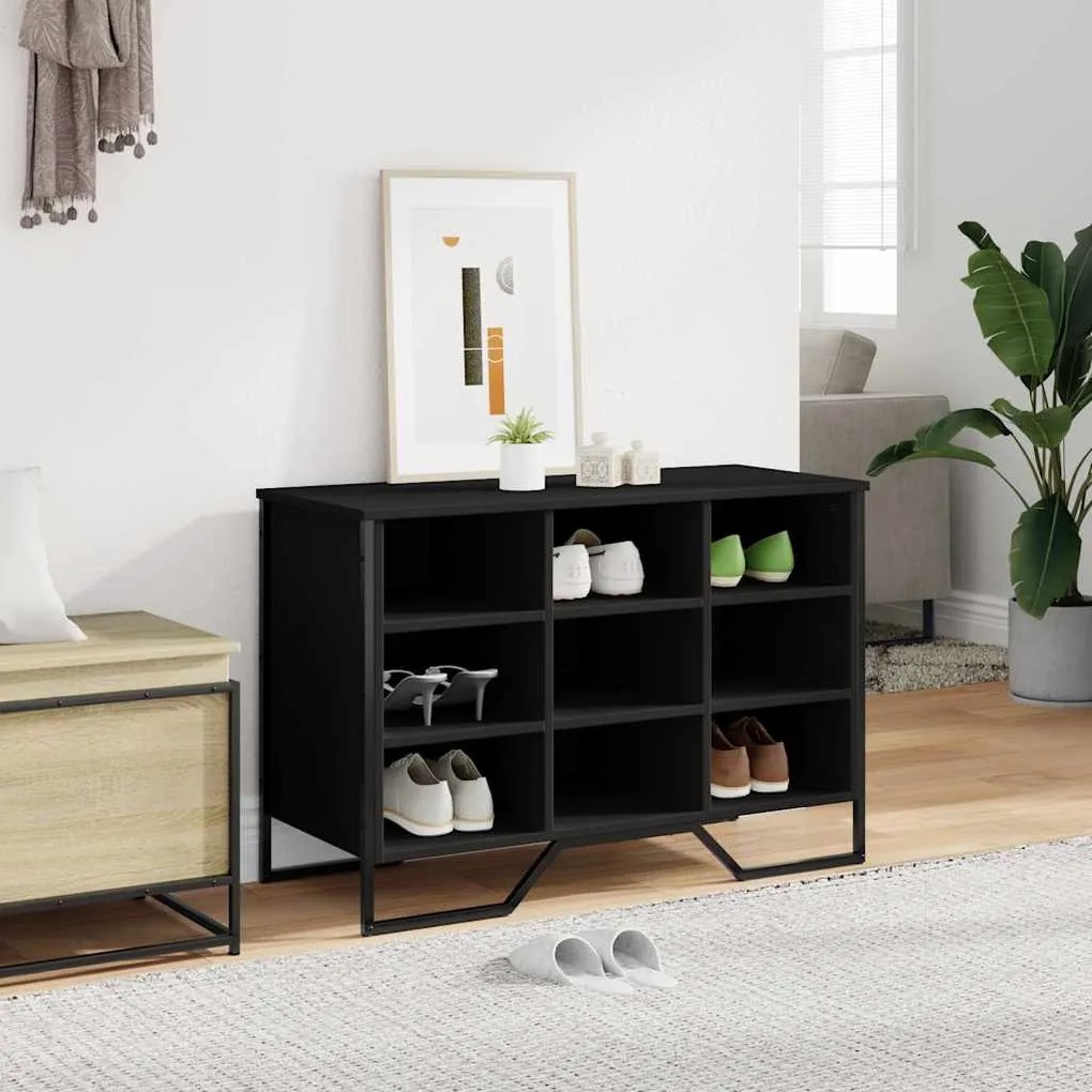 fekete szerelt fa cipőszekrény 90 x 38 x 61,5 cm