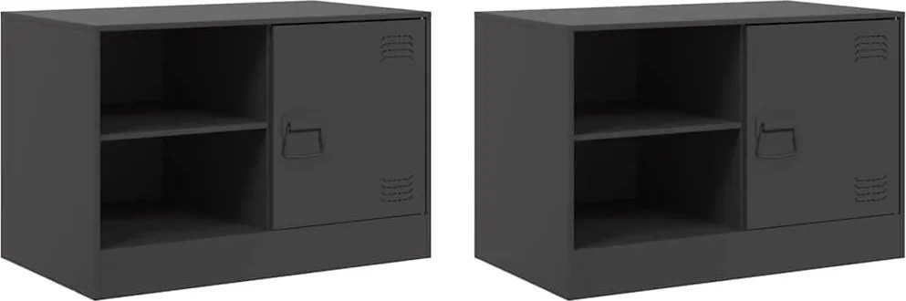 vidaXL 2 db fekete acél TV-szekrény 67 x 39 x 44 cm