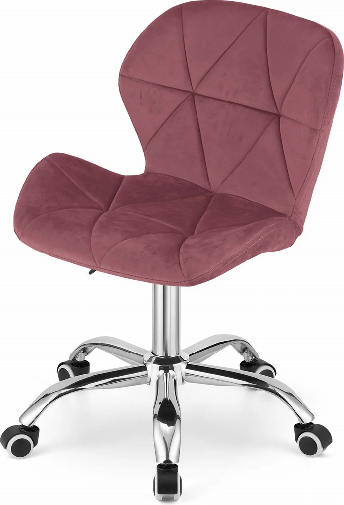 ZARIMO irodai szett íróasztal 80x40 cm, fehér + AVOLA VELVET szék, sötét rózsaszínű