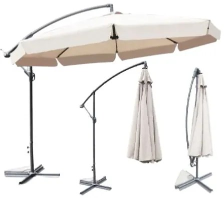 Összecsukható kerti napernyő - krém színű 350 cm