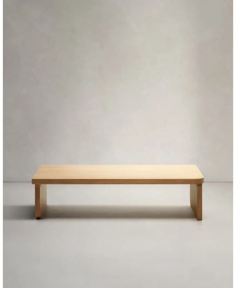 Natúr színű dohányzóasztal tölgyfa dekorral 75x140 cm Oaq – Kave Home