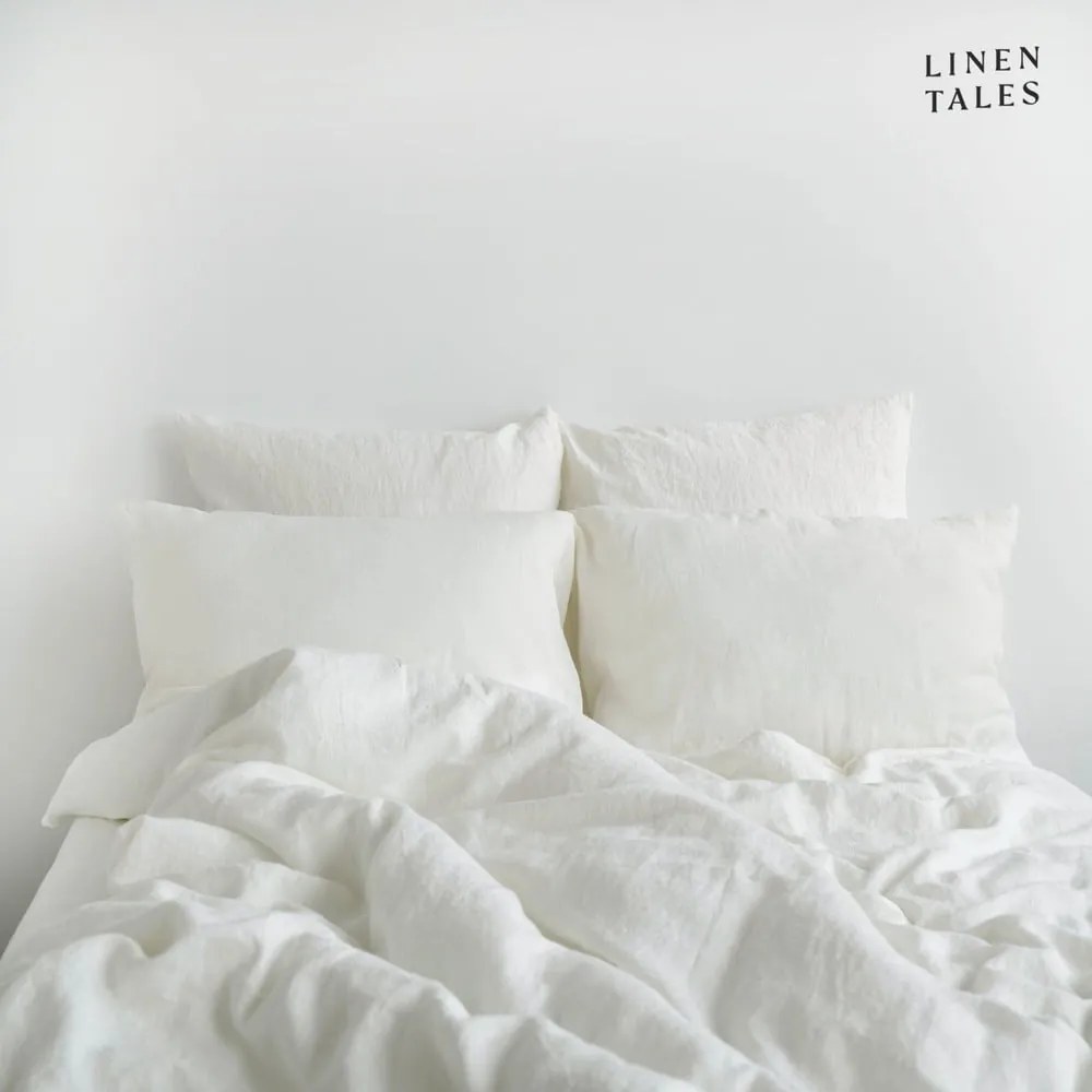 Fehér kétszemélyes-hosszabbított len ágyneműhuzat 200x220 cm – Linen Tales