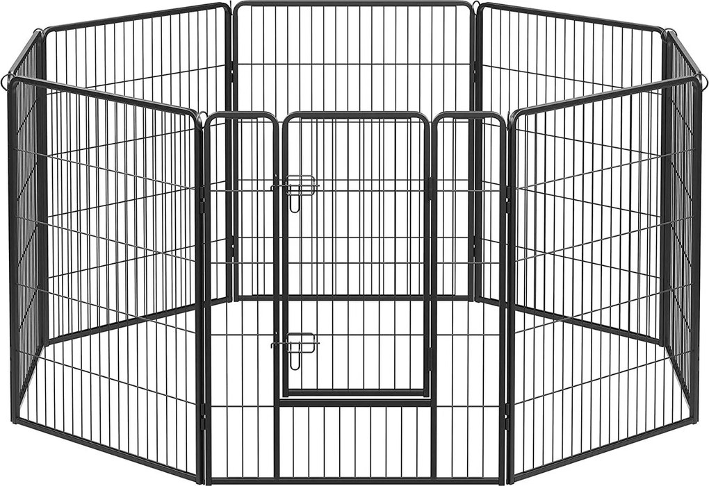 Kutya kennel, kutyakerítés, kifutó kutyáknak 8 részes, fekete 240x80x100cm