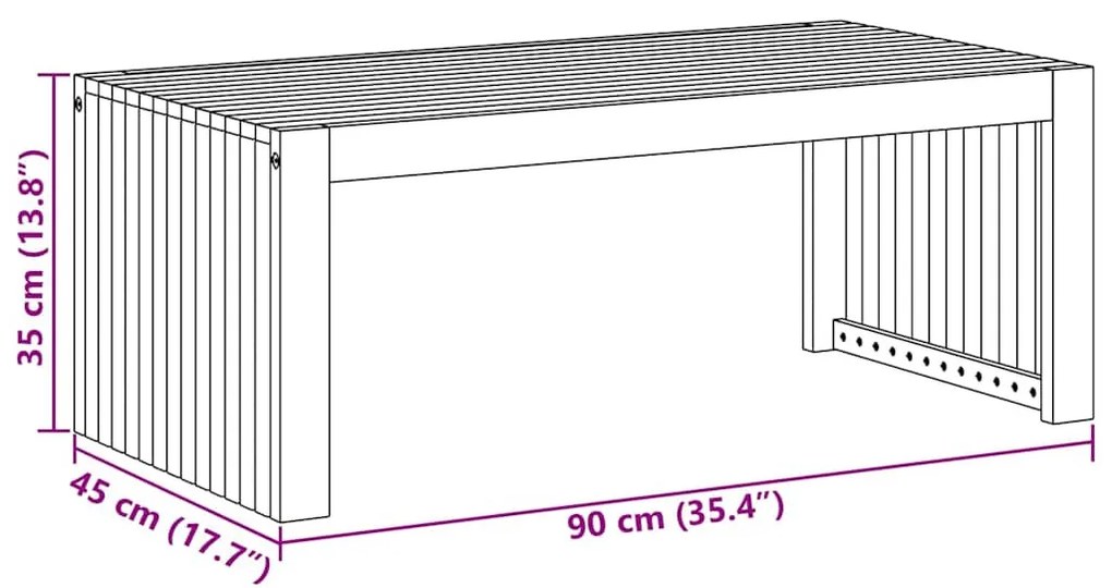 Dohányzóasztal Barna 90 x 45 x 35 cm tömör akácfa
