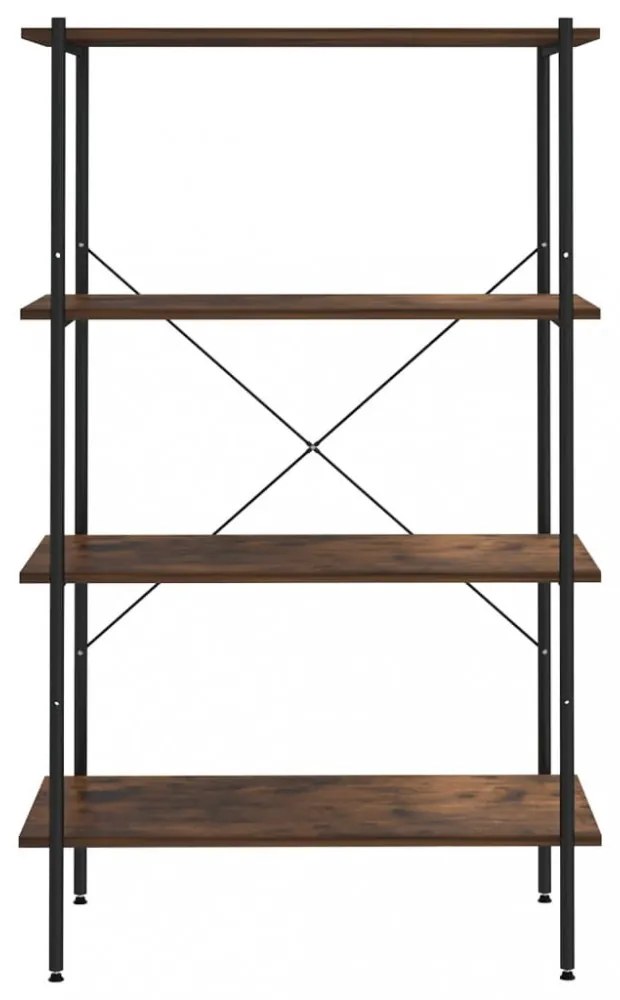 fekete és sötét faszínű 4 szintes polcrendszer 80 x 40 x 130 cm