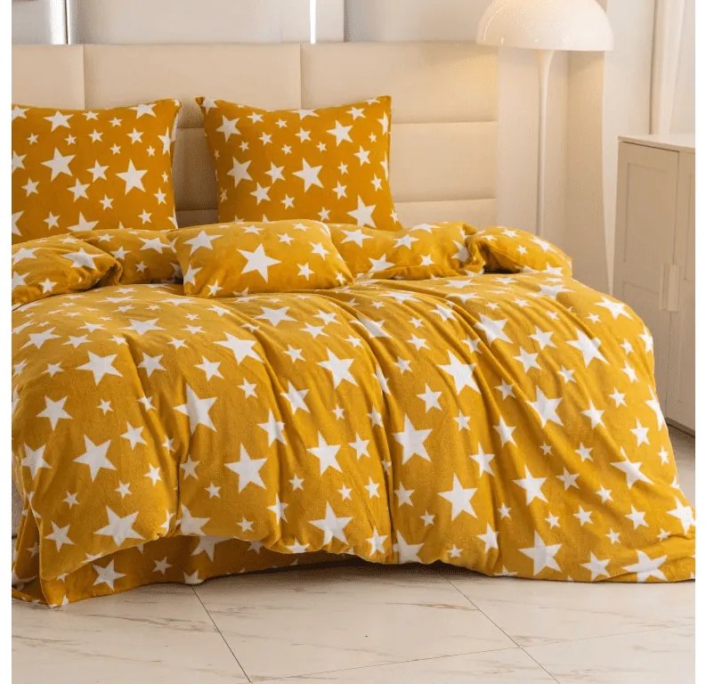Mikroszálas ágynemű STARS sárga-narancssárga Ágyneműhuzat mérete: 2 db 70 x 90 cm | 200 x 220 cm