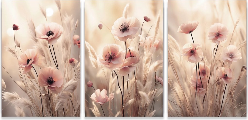 Poszterek Falra Virágok Boho Szett 3 Képek Hálószoba Keret nélkül 70x50