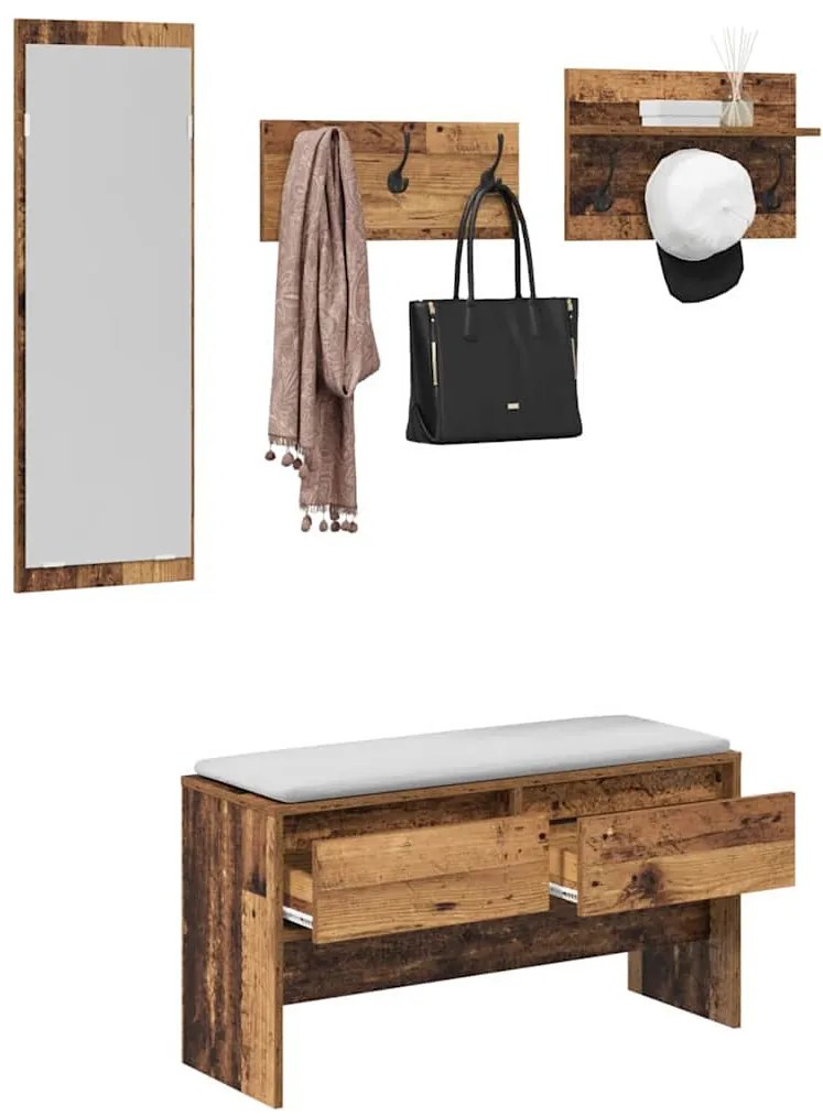 Előszoba bútorkészlet fiókkal Régi fa 90 x 31 x 46.5 cm Faanyag