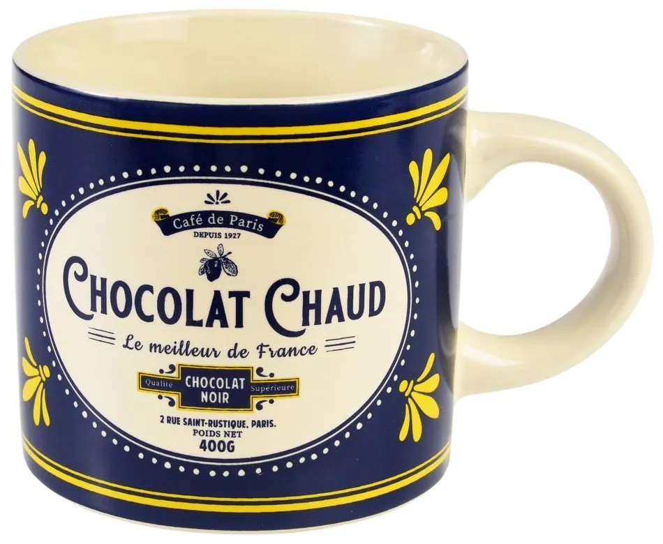Sötétkék-krémszínű kerámia bögre 350 ml Chocolat Chaud – Rex London