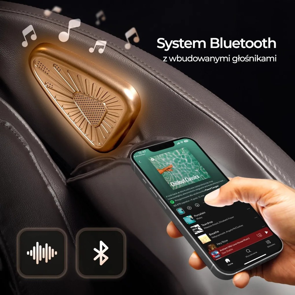 Fotel Masujący VX MAX Szary Ekoskóra Angielskie Menu