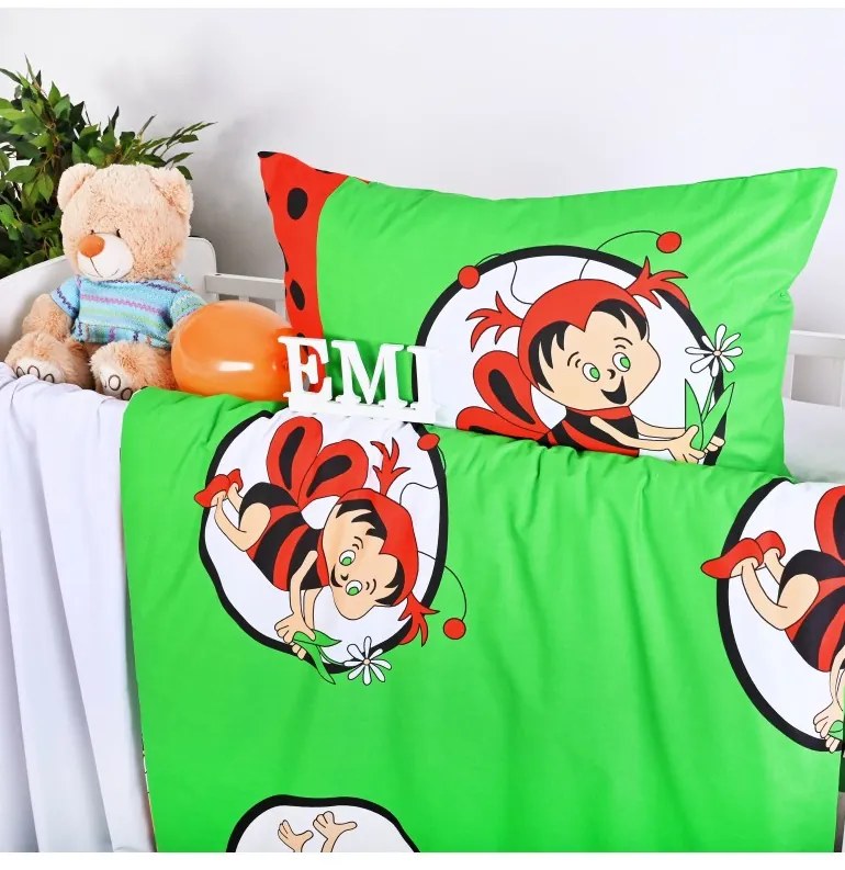 EMI zöld méhecskés gyermek ágyneműhuzat, Párna 45x65