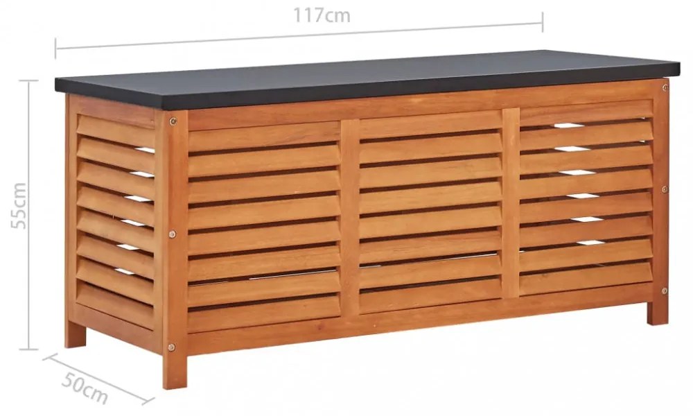 tömör eukaliptuszfa kerti tárolóláda 117 x 50 x 55 cm