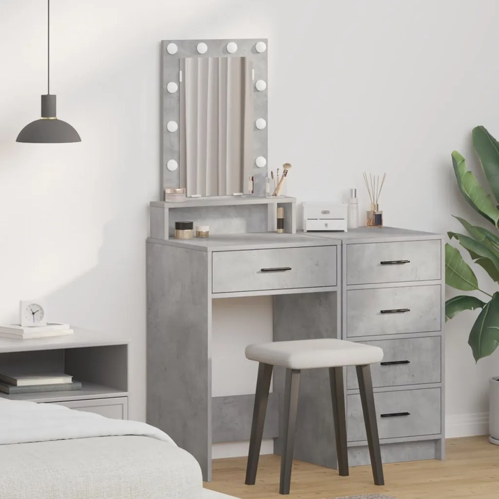 Öltözőasztal LED világítással Betonnedv Hossz 50x41x140 cm