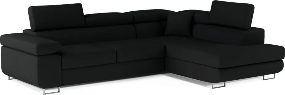 Fekete kinyitható-tárolóhelyes sarokkanapé (jobb oldali-L alakú) Anton – ELTAP