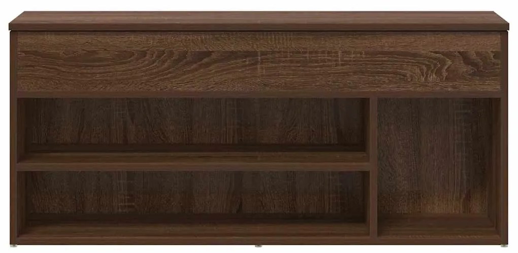 barna tölgy színű szerelt fa cipőtároló pad 102x30,5x45 cm