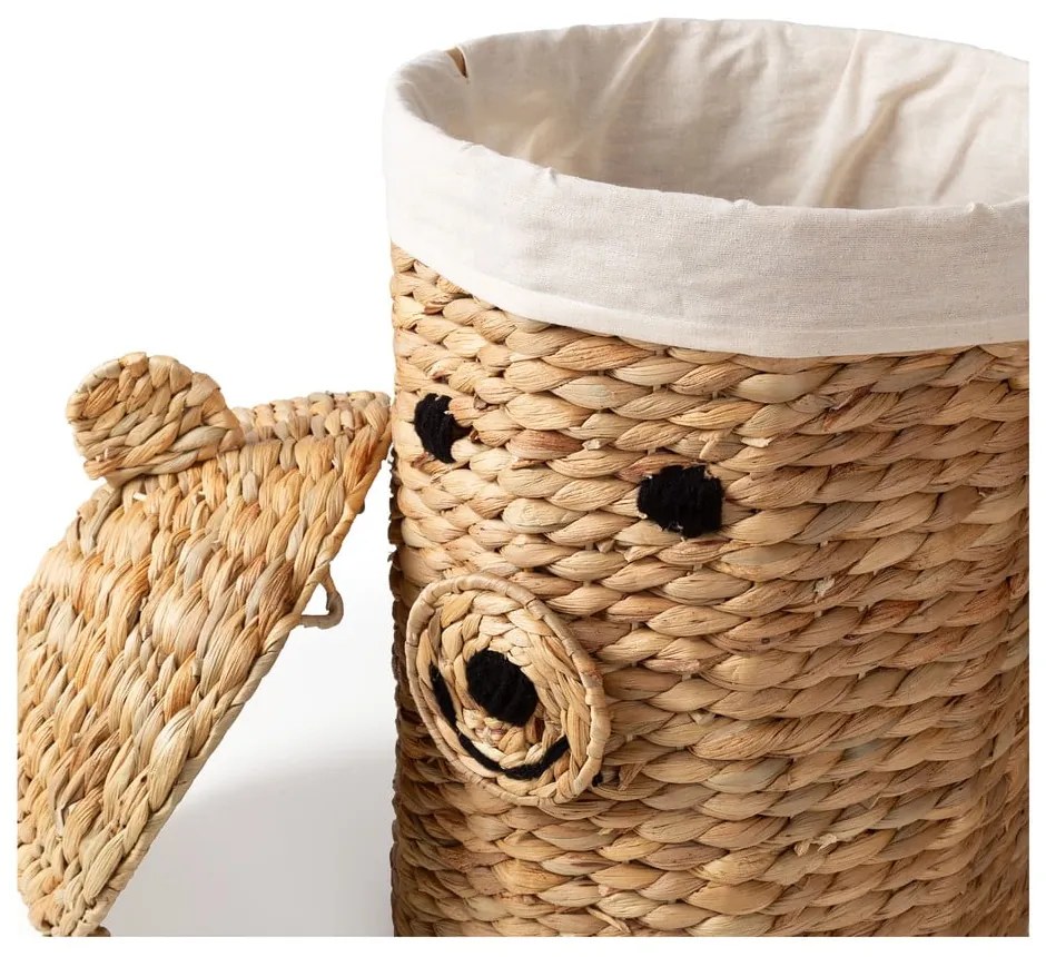 Natúr színű vízijácint játéktároló kosár ø 30x56 cm Bear – Compactor