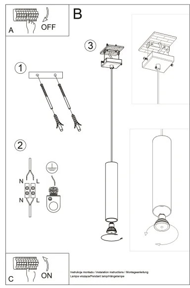 Sollux SL.1204 - Csillár zsinóron LAGOS 1xGU10/10W/230V króm