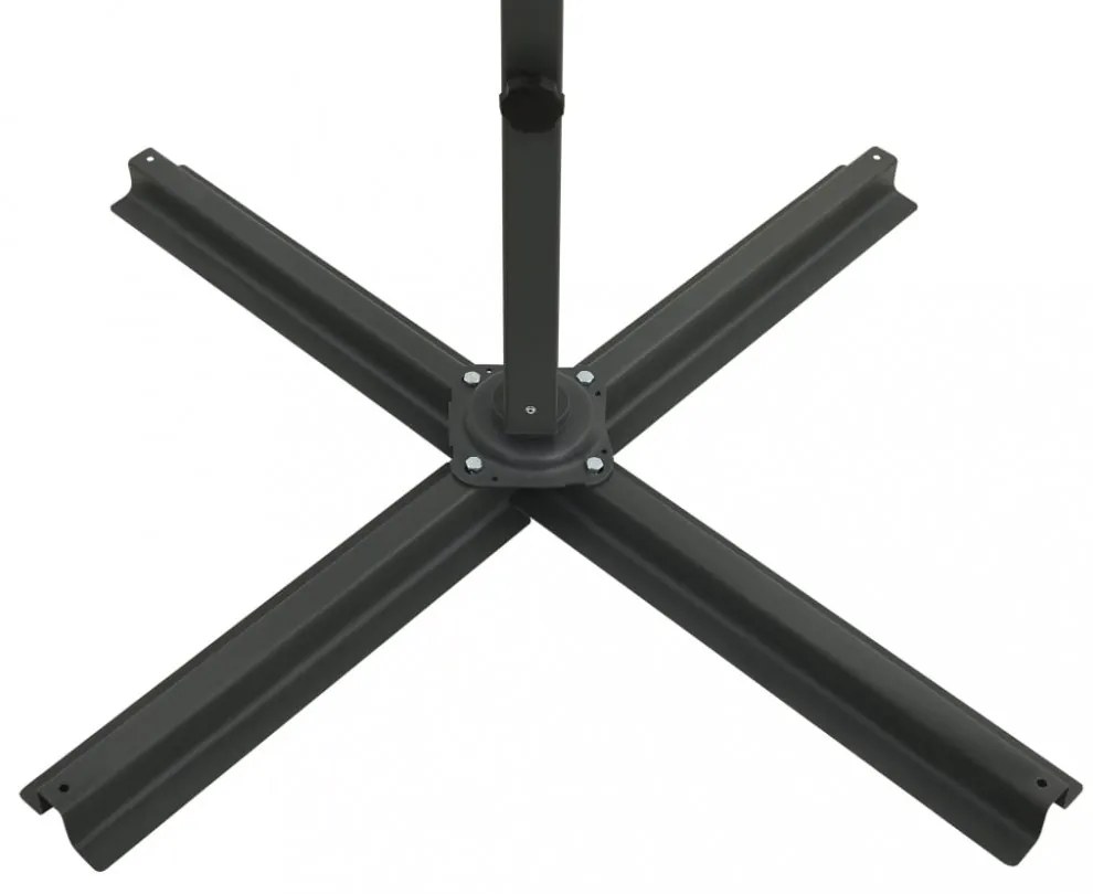 antracitszürke konzolos napernyő rúddal és LED-fényekkel 250 cm