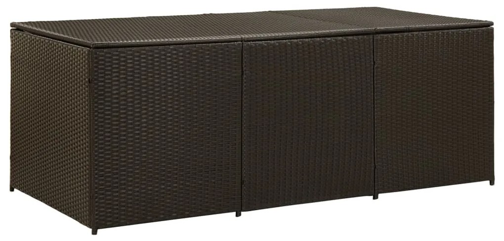 Barna polyrattan kerti tárolóláda 180 x 90 x 70 cm