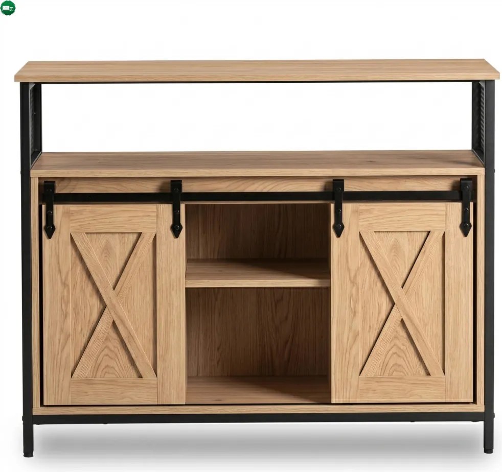 Komoda ARLO 100 cm z Półkami Dąb/Czarny