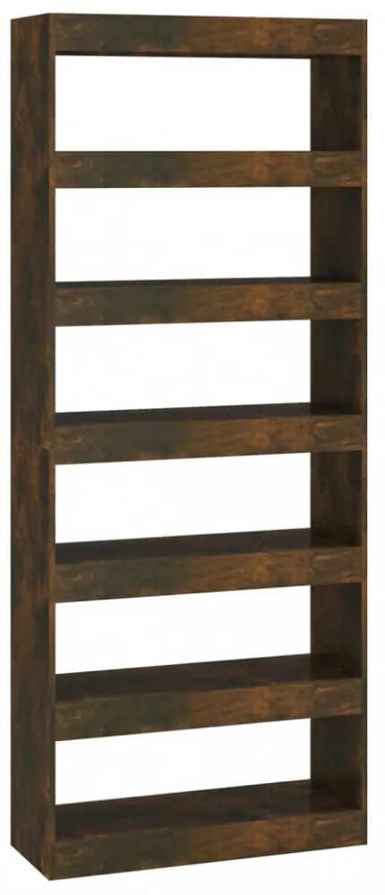füstös tölgy színű fa könyvszekrény/térelválasztó 80x30x198 cm