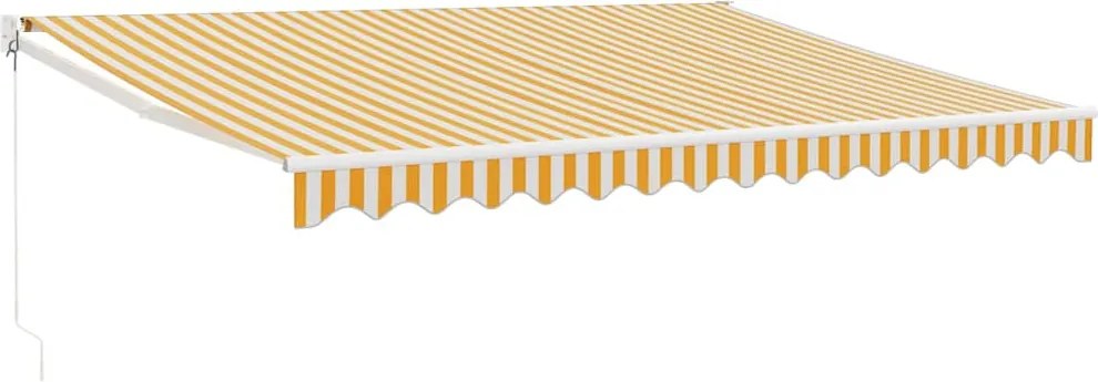 Sárga-fehér szövet és alumínium behúzható napellenző 4 x 3 m