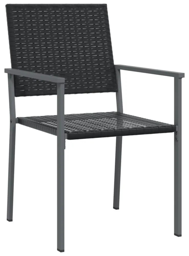 2 db fekete polyrattan kerti szék 54 x 62,5 x 89 cm