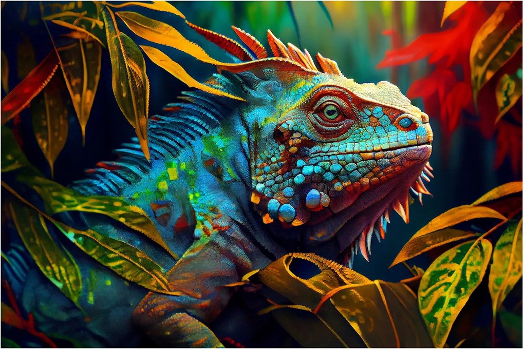 Kép - Színes leguán (90x60 cm)