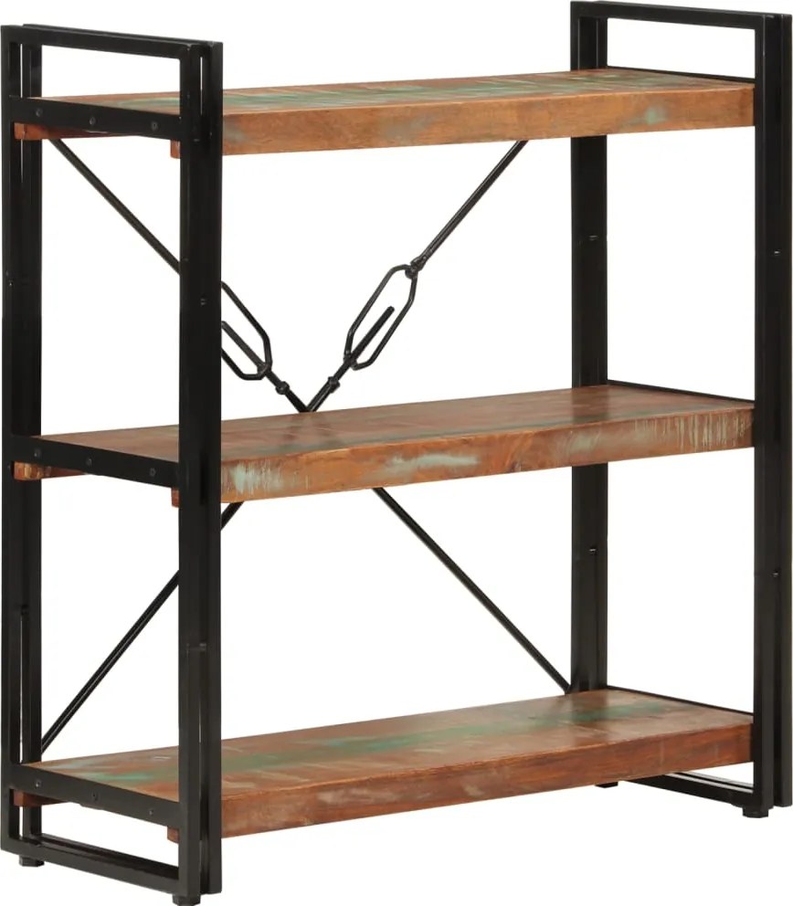 vidaXL 3 szintes újrahasznosított fa és vas könyvespolc 77x30x80 cm