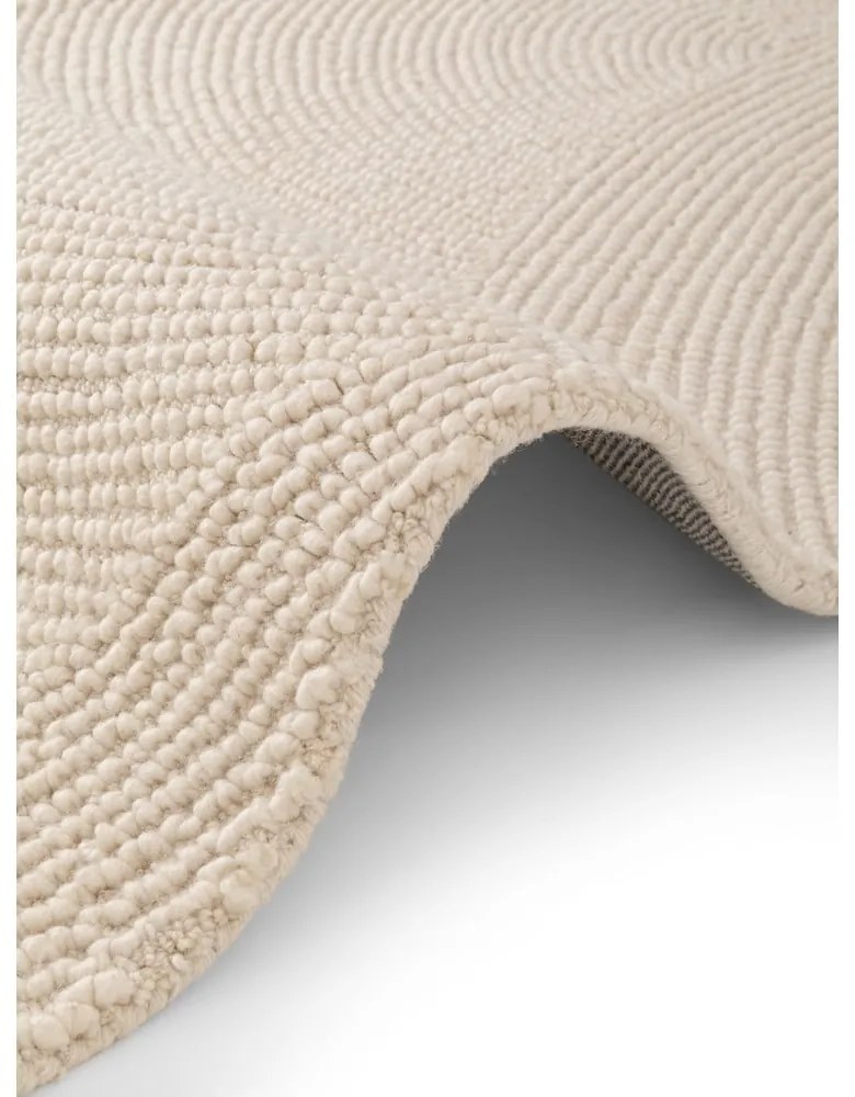 Világos natúr színű kézi szövésű gyapjú futószőnyeg 80x200 cm Calmio – Hanse Home