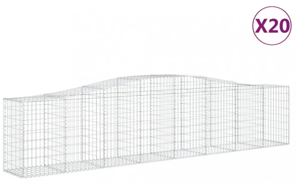 vidaXL 20 db íves horganyzott vas gabion kosár 400x50x80/100 cm