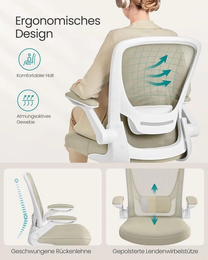SONGMICS Ergonomikus irodai szék zabpehely-bézs színben
