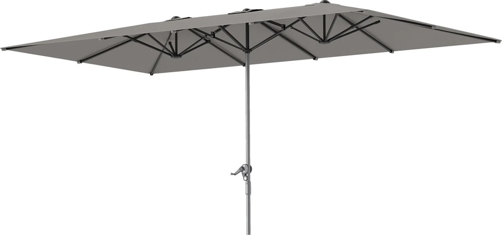 Outsunny Dupla Napernyő Crank-kal 451 x 264 cm, UV Védelem 50+, Szélálló Kerti Napernyő Erkélyre, Alumínium Piac Napernyő Napvédelem az Erkélyre, Tera