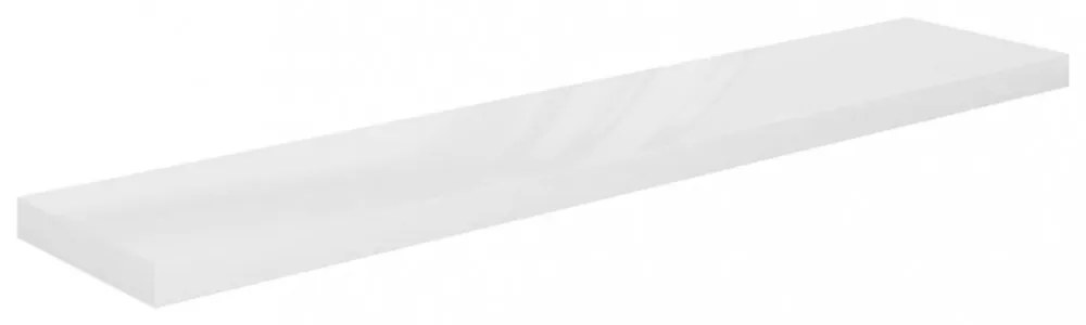 2 db magasfényű fehér MDF lebegő fali polc 120 x 23,5 x 3,8 cm