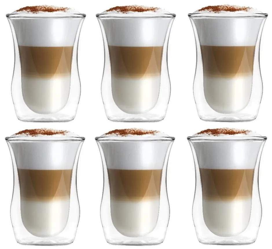 Üveg duplafalú bögre szett 6 db-os 250 ml – Vialli Design