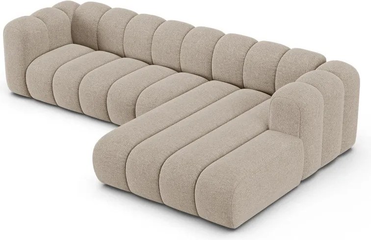 Bézs zsenília sarokkanapé (jobb oldali-heverő résszel) Lupine – Micadoni