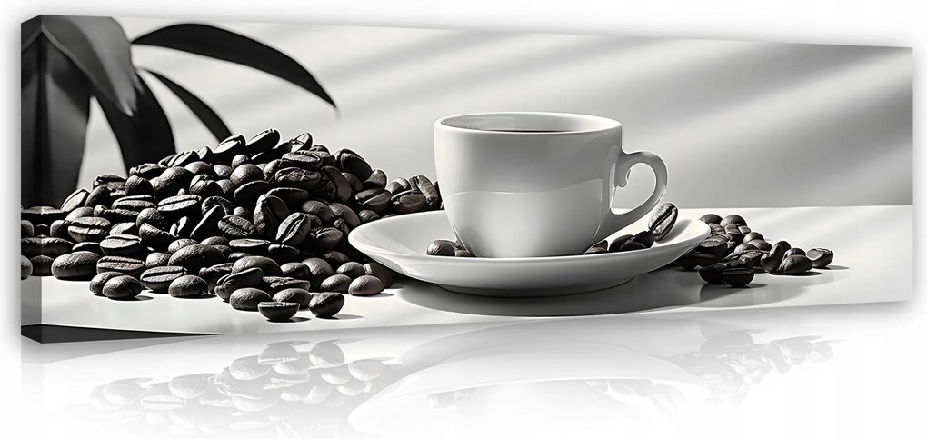 Vászonkép Konyha Kávé Fekete-Fehér Modern Vászon Fal 145x45