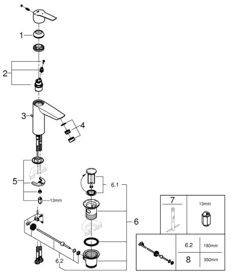GROHE 23552002 - Mosdócsaptelep START 192 mm, fényes króm