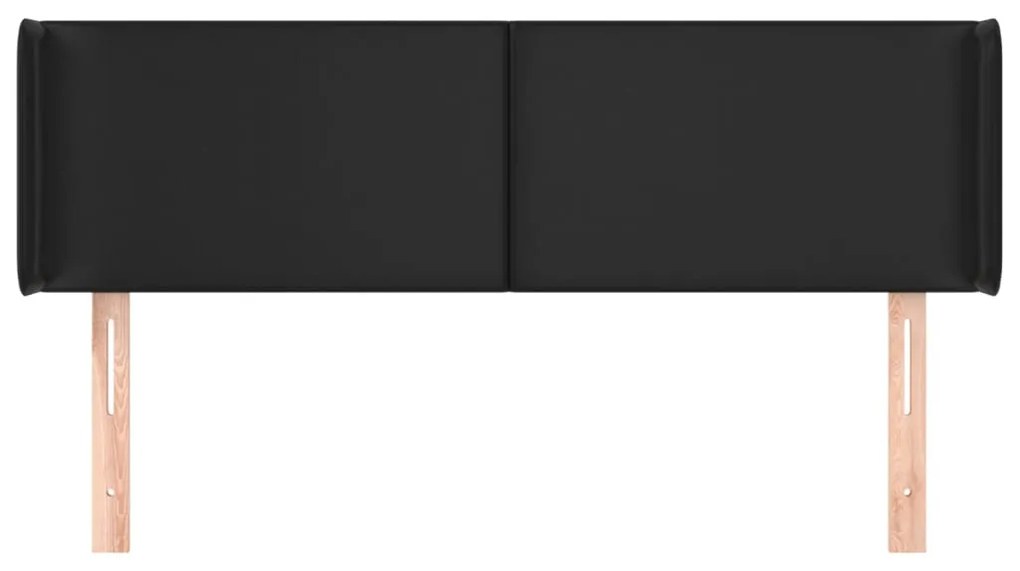 fekete műbőr szárnyas fejtámla 147x16x78/88 cm