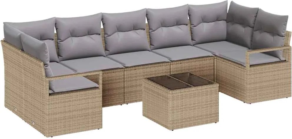 vidaXL Kerti Kanapé Szett párnával tárolóval 8 pcs Barna és szürke