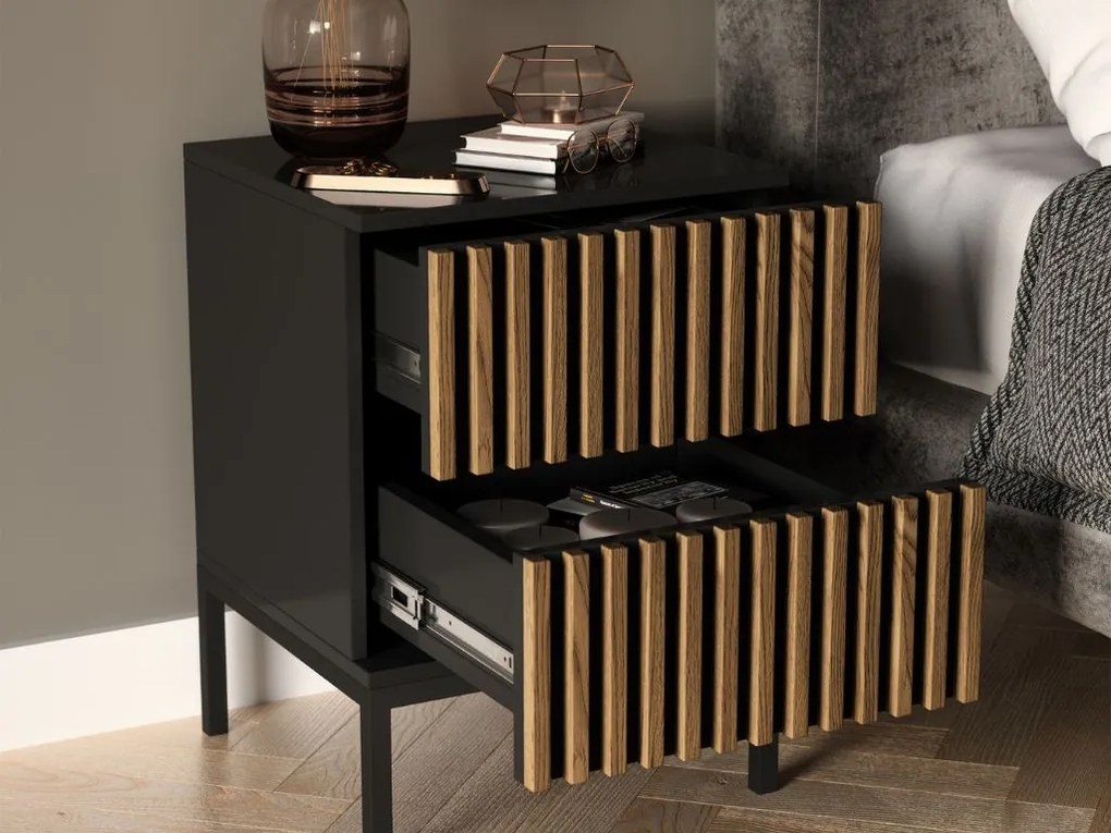 AKCE Éjjeliszekrény MEORATI 40x40cm, fekete/dub artisan II. osztály