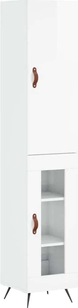 vidaXL magasfényű fehér szerelt fa magasszekrény 34,5 x 34 x 180 cm